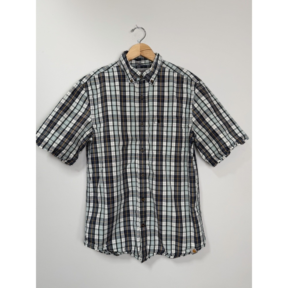 Carhartt Men's Medium Shirt Relaxed Fit Button Front‎ Short Sleeve Plaid 2014